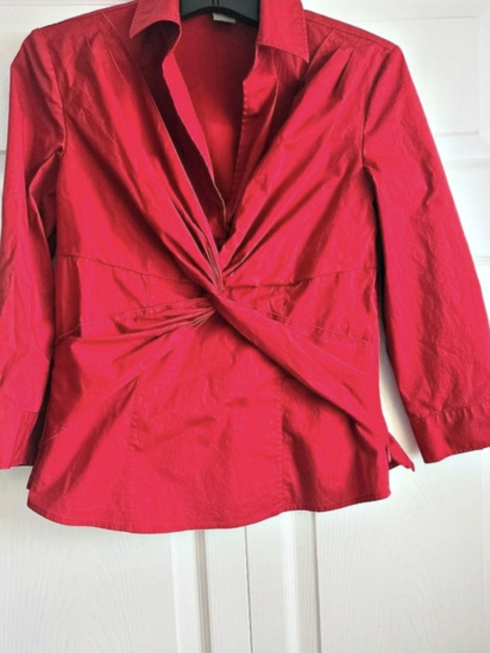 Ann Taylor Red Twist Front Stretch Blouse